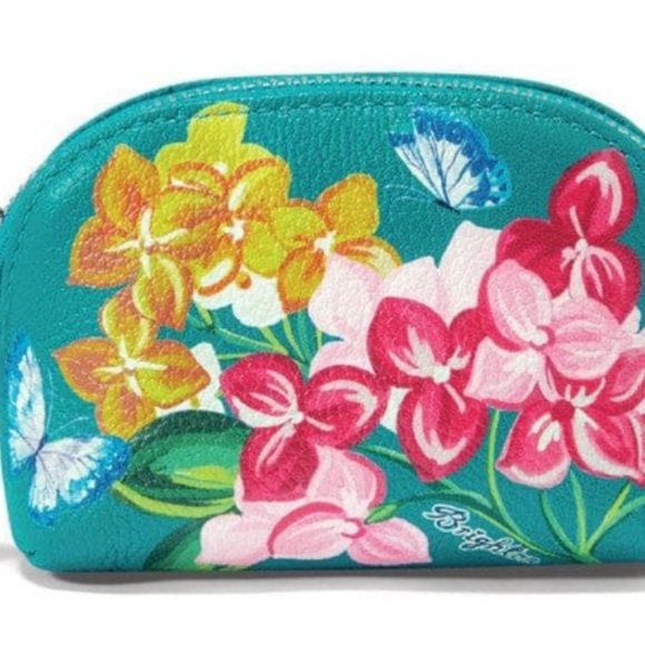 NWT Leather Brighton Hamptons Mini Coin Pouch Floral Butterfly - Picture 1 of 6